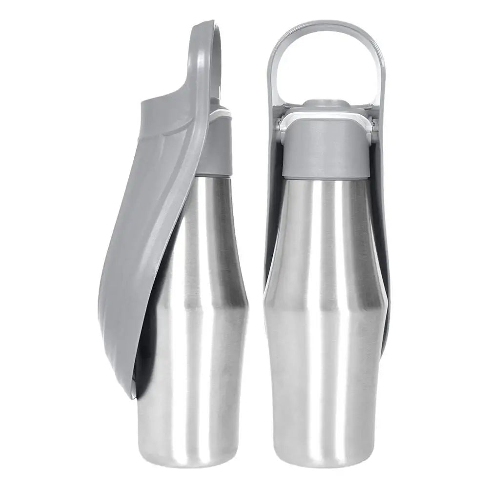 Dog Water Bottle 27Oz Stainless Steel Travel Water Dispenser Pet Supplies 2 in 1 Dog Water Bowl with Leaf Shape for Small Medium