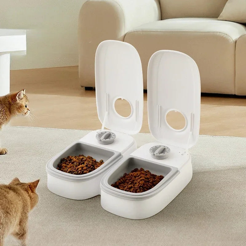 Pet Automatic Timing Feeder 700ML Large Capacity Dry Wet Food Container Electric Dog Double Dish Bowl for Cats Dogs Feeders Bowl