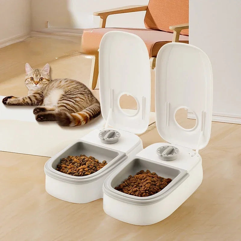 Pet Automatic Timing Feeder 700ML Large Capacity Dry Wet Food Container Electric Dog Double Dish Bowl for Cats Dogs Feeders Bowl