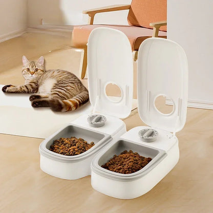 Pet Automatic Timing Feeder 700ML Large Capacity Dry Wet Food Container Electric Dog Double Dish Bowl for Cats Dogs Feeders Bowl