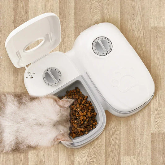 Pet Automatic Timing Feeder 700ML Large Capacity Dry Wet Food Container Electric Dog Double Dish Bowl for Cats Dogs Feeders Bowl
