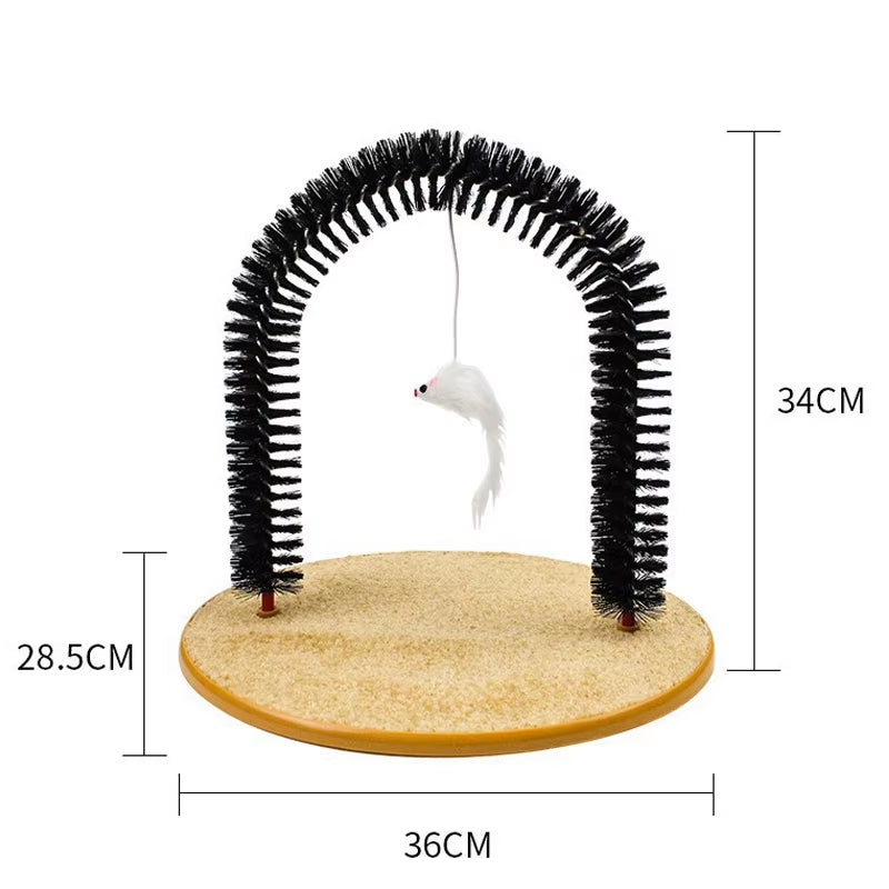 Cat Toy Arch Self Groome Pamper Feline with a Massage Grooming Rubbing Brush with Scratching Pad Toy for Cats Interactive Toys