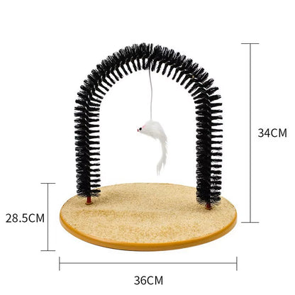 Cat Toy Arch Self Groome Pamper Feline with a Massage Grooming Rubbing Brush with Scratching Pad Toy for Cats Interactive Toys