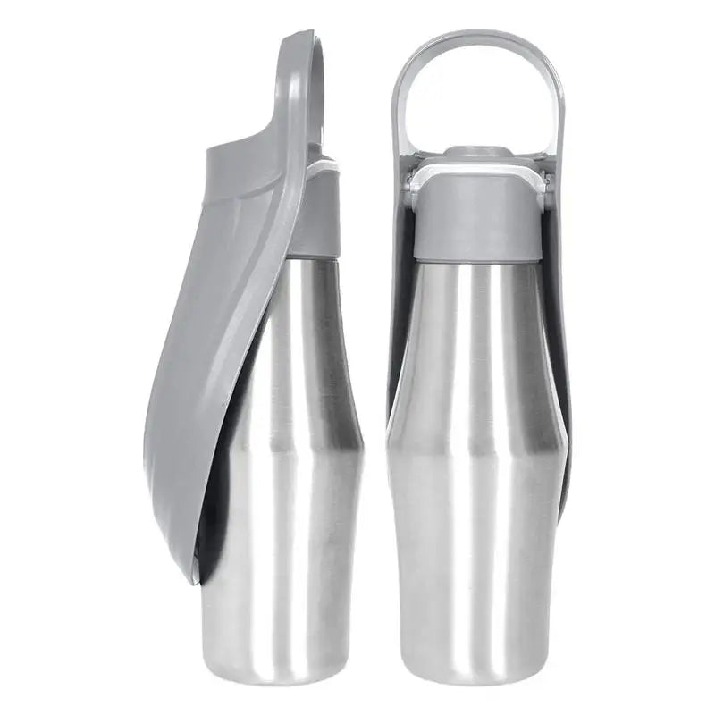Dog Water Bottle 27Oz Stainless Steel Travel Water Dispenser Pet Supplies 2 in 1 Dog Water Bowl with Leaf Shape for Small Medium